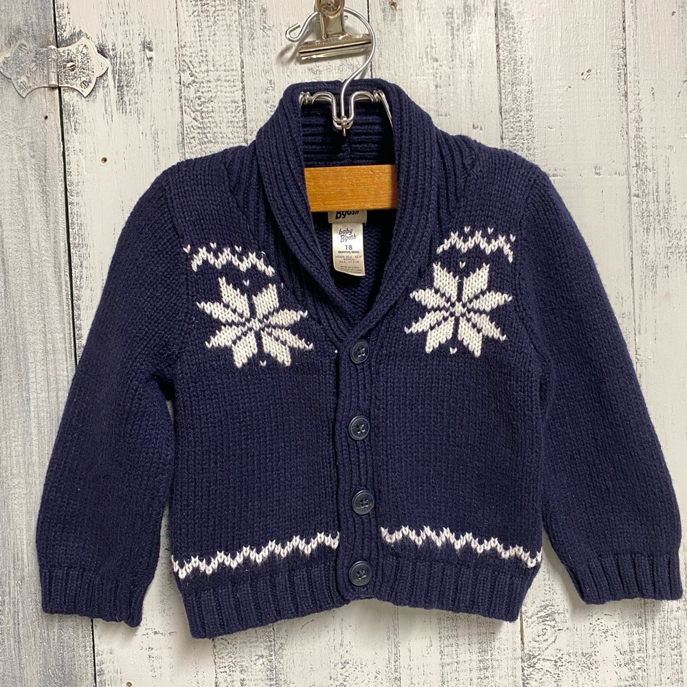Navy Blue Snowflake Cardigan 18 months baby B’gosh